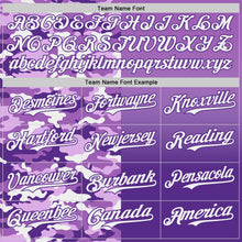 Laden Sie das Bild in den Galerie-Viewer, Custom Medium Purple Purple-White Half Camo Ombre Authentic Baseball Jersey
