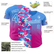 Load image into Gallery viewer, Custom Electric Blue Deep Pink-White Half Camo Ombre Authentic Baseball Jersey
