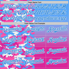 Load image into Gallery viewer, Custom Electric Blue Deep Pink-White Half Camo Ombre Authentic Baseball Jersey
