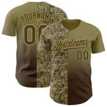 Charger l'image dans la galerie, Custom Olive Brown-Old Gold Half Camo Ombre Authentic Baseball Jersey
