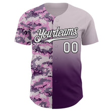 Charger l'image dans la galerie, Custom Gray White Purple-Black Half Camo Ombre Authentic Baseball Jersey
