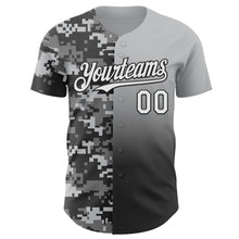 Charger l'image dans la galerie, Custom Gray White-Black Half Camo Ombre Authentic Baseball Jersey
