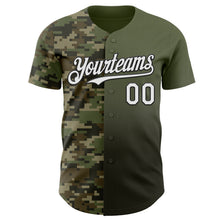 Charger l'image dans la galerie, Custom Olive White-Black Half Camo Ombre Authentic Baseball Jersey
