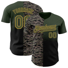Charger l'image dans la galerie, Custom Olive Black-Old Gold Half Camo Ombre Authentic Baseball Jersey
