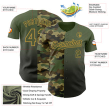 Charger l'image dans la galerie, Custom Olive Black-Old Gold Half Camo Ombre Authentic Baseball Jersey
