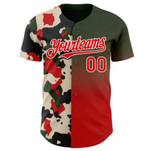 Charger l'image dans la galerie, Custom Black Fire Red-Cream Half Camo Ombre Authentic Baseball Jersey
