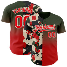 Charger l'image dans la galerie, Custom Black Fire Red-Cream Half Camo Ombre Authentic Baseball Jersey
