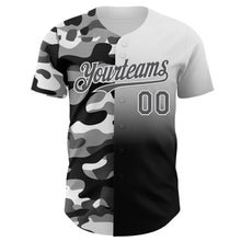 Charger l'image dans la galerie, Custom White Steel Gray-Black Half Camo Ombre Authentic Baseball Jersey
