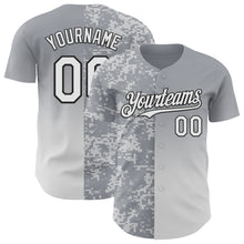 Charger l'image dans la galerie, Custom Gray White-Black Half Camo Ombre Authentic Baseball Jersey
