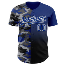 Laden Sie das Bild in den Galerie-Viewer, Custom Royal Black-White Half Camo Ombre Authentic Baseball Jersey
