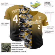 Загрузить изображение в средство просмотра галереи, Custom Old Gold White-Black Half Camo Ombre Authentic Baseball Jersey
