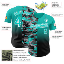 Charger l'image dans la galerie, Custom Aqua Black-White Half Camo Ombre Authentic Baseball Jersey
