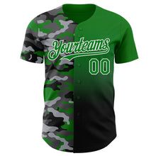 Загрузить изображение в средство просмотра галереи, Custom Grass Green Black-White Half Camo Ombre Authentic Baseball Jersey

