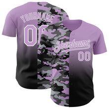Load image into Gallery viewer, Custom Light Purple Black-White Half Camo Ombre Authentic Baseball Jersey
