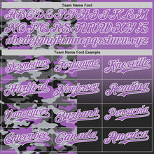 Laden Sie das Bild in den Galerie-Viewer, Custom Medium Purple Black-White Half Camo Ombre Authentic Baseball Jersey
