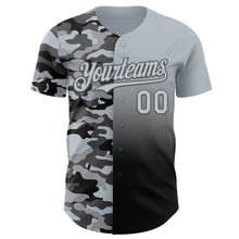 Load image into Gallery viewer, Custom Silver Black-Steel Gray Half Camo Ombre Authentic Baseball Jersey
