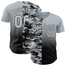 Load image into Gallery viewer, Custom Silver Black-Steel Gray Half Camo Ombre Authentic Baseball Jersey
