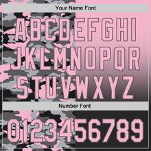 Load image into Gallery viewer, Custom Light Pink Black-Steel Gray Half Camo Ombre Authentic Baseball Jersey
