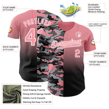 Charger l'image dans la galerie, Custom Medium Pink Black-White Half Camo Ombre Authentic Baseball Jersey
