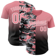Charger l'image dans la galerie, Custom Medium Pink Black-White Half Camo Ombre Authentic Baseball Jersey
