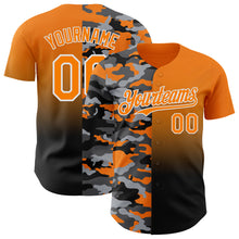 Laden Sie das Bild in den Galerie-Viewer, Custom Bay Orange Black-White Half Camo Ombre Authentic Baseball Jersey
