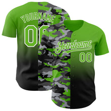 Laden Sie das Bild in den Galerie-Viewer, Custom Aurora Green Black-White Half Camo Ombre Authentic Baseball Jersey
