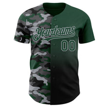 Load image into Gallery viewer, Custom Green Black-Gray Half Camo Ombre Authentic Baseball Jersey
