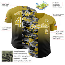 Load image into Gallery viewer, Custom Old Gold Black-White Half Camo Ombre Authentic Baseball Jersey
