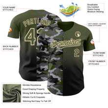 Charger l'image dans la galerie, Custom Olive Black-City Cream Half Camo Ombre Authentic Baseball Jersey
