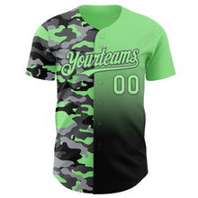 Charger l'image dans la galerie, Custom Pea Green Black-Steel Gray Half Camo Ombre Authentic Baseball Jersey
