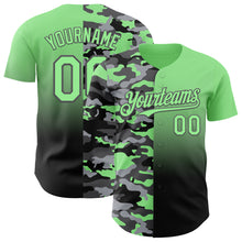 Charger l'image dans la galerie, Custom Pea Green Black-Steel Gray Half Camo Ombre Authentic Baseball Jersey
