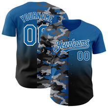 Charger l'image dans la galerie, Custom Blue Black-White Half Camo Ombre Authentic Baseball Jersey
