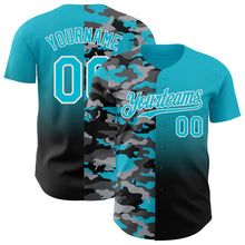 Load image into Gallery viewer, Custom Lakes Blue Black-White Half Camo Ombre Authentic Baseball Jersey
