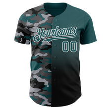 Load image into Gallery viewer, Custom Midnight Green Black-White Half Camo Ombre Authentic Baseball Jersey

