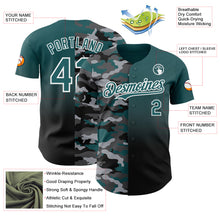 Load image into Gallery viewer, Custom Midnight Green Black-White Half Camo Ombre Authentic Baseball Jersey
