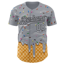 Laden Sie das Bild in den Galerie-Viewer, Custom Gray-Black Ice Cream Waffle Foodie Dessert Authentic Baseball Jersey
