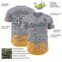 Laden Sie das Bild in den Galerie-Viewer, Custom Gray-Black Ice Cream Waffle Foodie Dessert Authentic Baseball Jersey
