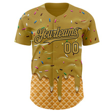 Load image into Gallery viewer, Custom Old Gold-Black Ice Cream Waffle Foodie Dessert Authentic Baseball Jersey
