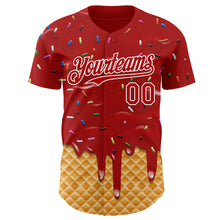 Laden Sie das Bild in den Galerie-Viewer, Custom Red-White Ice Cream Waffle Foodie Dessert Authentic Baseball Jersey

