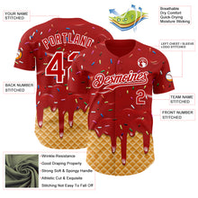 Laden Sie das Bild in den Galerie-Viewer, Custom Red-White Ice Cream Waffle Foodie Dessert Authentic Baseball Jersey
