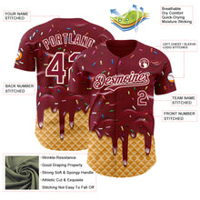 Charger l'image dans la galerie, Custom Crimson-Cream Ice Cream Waffle Foodie Dessert Authentic Baseball Jersey
