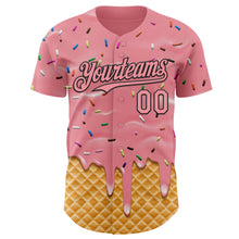Charger l'image dans la galerie, Custom Medium Pink-Black Ice Cream Waffle Foodie Dessert Authentic Baseball Jersey
