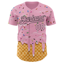 Загрузить изображение в средство просмотра галереи, Custom Light Pink-Black Ice Cream Waffle Foodie Dessert Authentic Baseball Jersey
