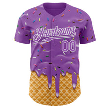 Charger l'image dans la galerie, Custom Medium Purple-White Ice Cream Waffle Foodie Dessert Authentic Baseball Jersey
