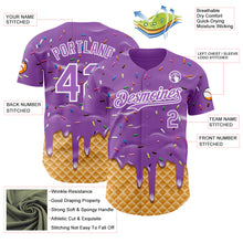 Charger l'image dans la galerie, Custom Medium Purple-White Ice Cream Waffle Foodie Dessert Authentic Baseball Jersey
