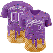 Charger l'image dans la galerie, Custom Medium Purple-White Ice Cream Waffle Foodie Dessert Authentic Baseball Jersey
