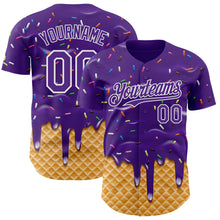 Загрузить изображение в средство просмотра галереи, Custom Purple-White Ice Cream Waffle Foodie Dessert Authentic Baseball Jersey

