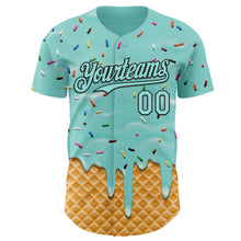 Laden Sie das Bild in den Galerie-Viewer, Custom Ice Blue-Black Ice Cream Waffle Foodie Dessert Authentic Baseball Jersey
