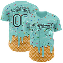 Laden Sie das Bild in den Galerie-Viewer, Custom Ice Blue-Black Ice Cream Waffle Foodie Dessert Authentic Baseball Jersey
