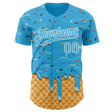 Laden Sie das Bild in den Galerie-Viewer, Custom Sky Blue-White Ice Cream Waffle Foodie Dessert Authentic Baseball Jersey
